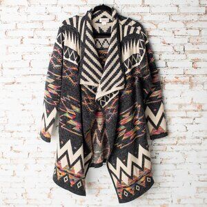 Kamana Aztec Tribal Open Front Cardigan Sweater Women’s Large Boho Southwestern